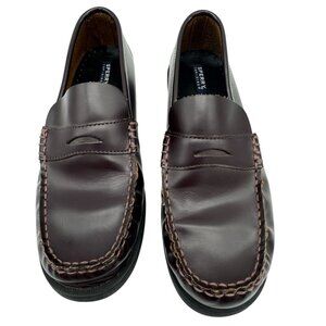 Sperry Top Sider Boys Colton Leather Penny Loafers Size 7M Brown Leather Slip On